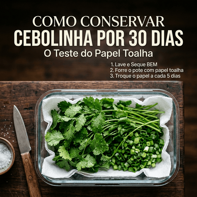Como fazer o coentro e a cebolinha durarem 30 dias na geladeira