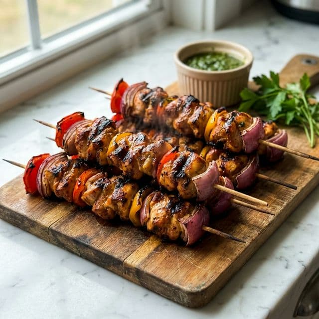 Espetinho de Frango Temperado na Air Fryer